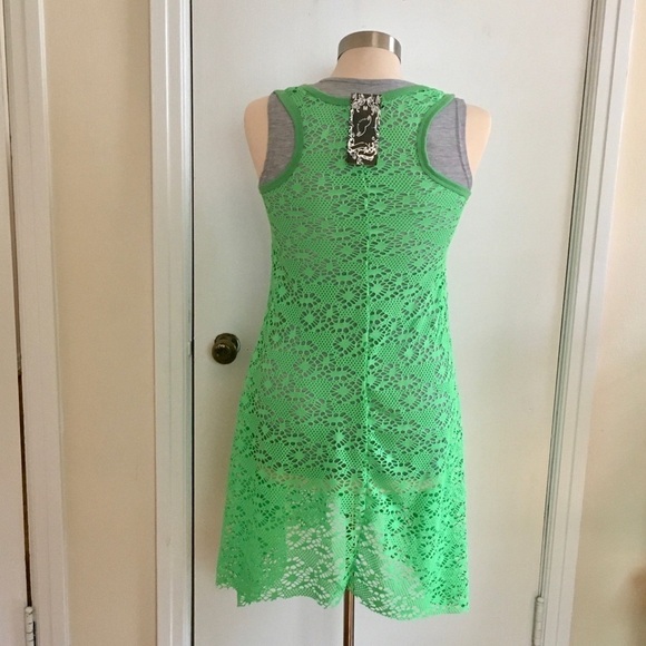 HOTS-Wing Neon Green Swimsuit Coverup Dress - Picture 5 of 7